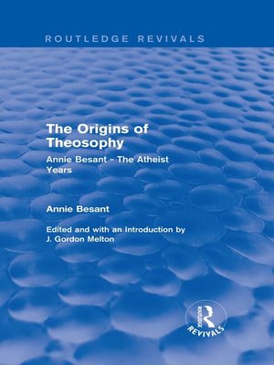 cover image of The Origins of Theosophy (Routledge Revivals)